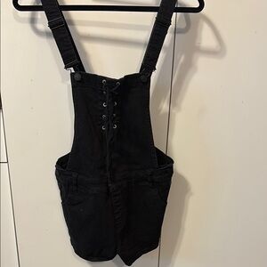 Black Denim Overall Shorts by PacSun